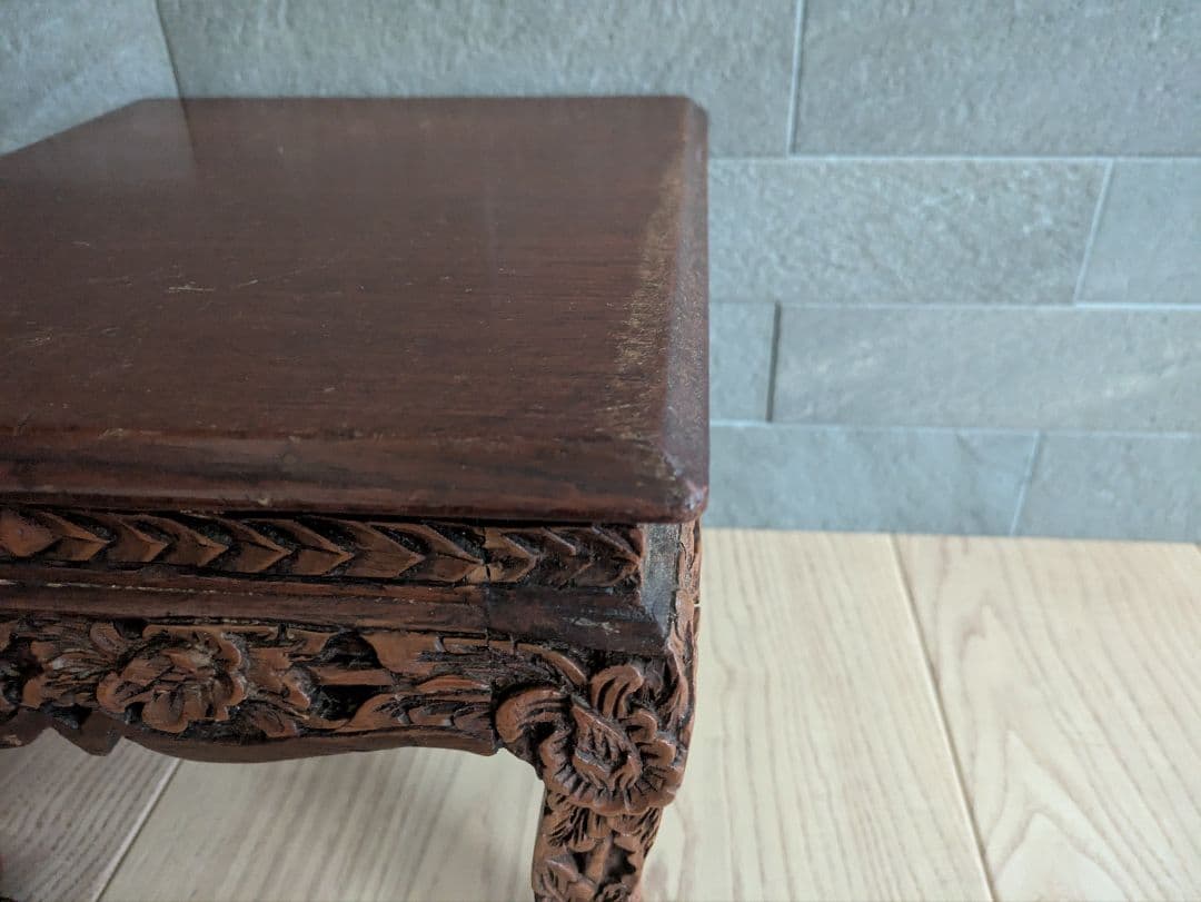 花台 木製 彫刻 飾り台 アンティーク調 アジアン家具　猫脚