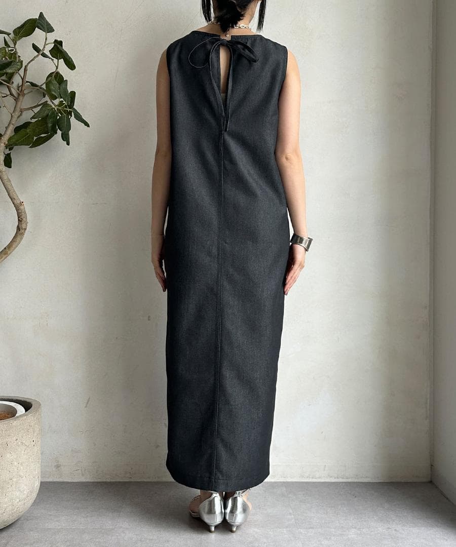 美品　DOUDOU　ドゥドゥ　JAPANデニム　タンクワンピース　ブラック　F