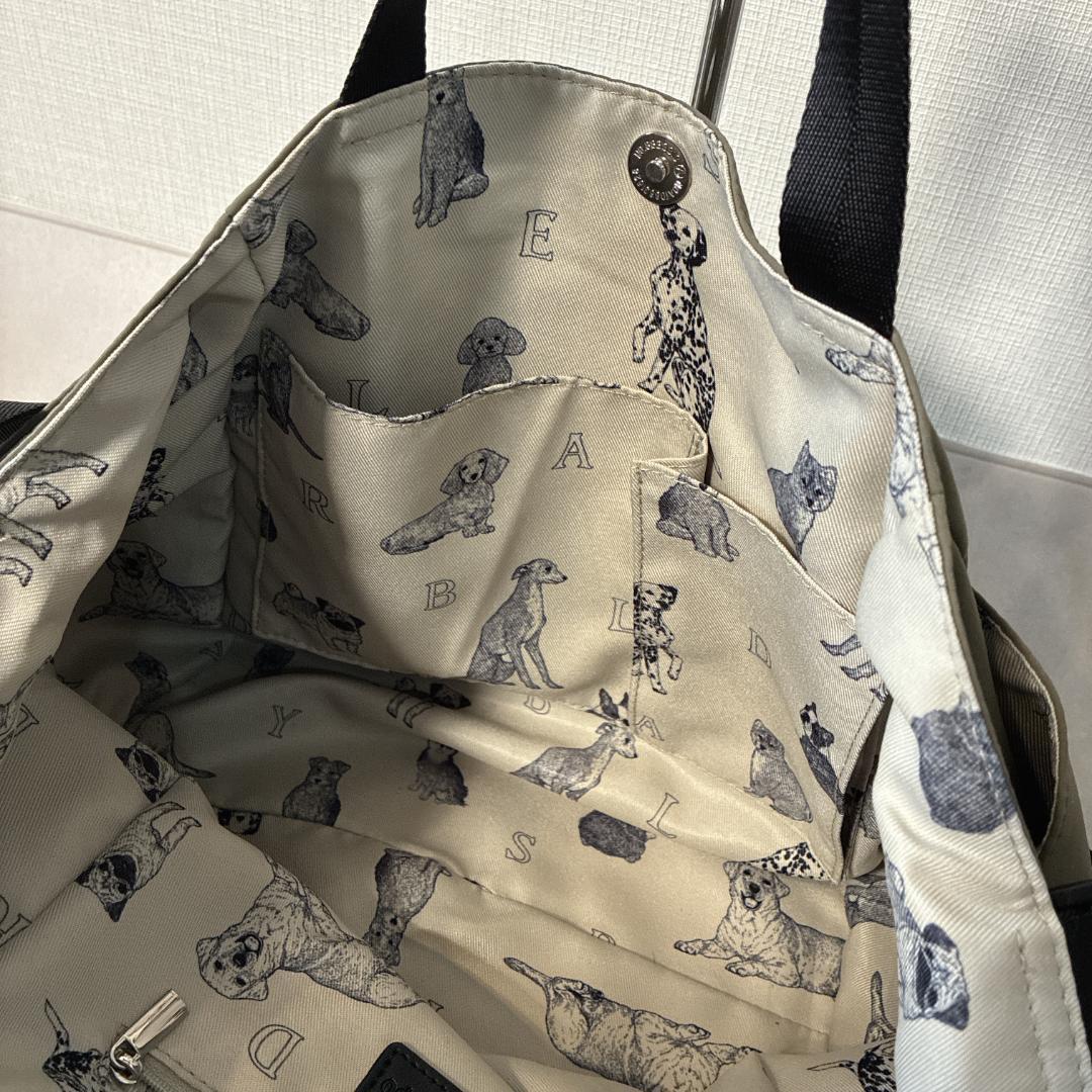 ほぼ新品 BEARDSLEY×sampo♡DogプリントBAG カーキ 2way