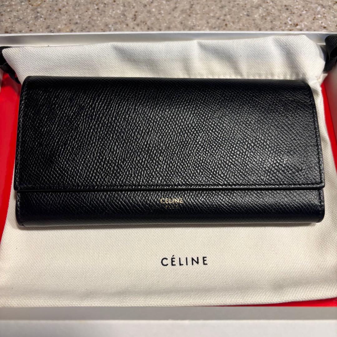 CÉLINE ブラック レザー 長財布 箱付き