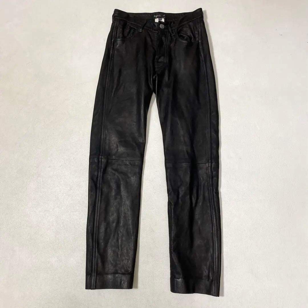 90s agnes b. アニエスベー フランス製 羊革 ラムレザーパンツ