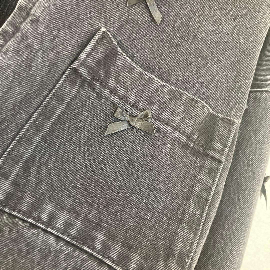 Searoomlyn リボンデニムジャケット　ブラック　フリーサイズ