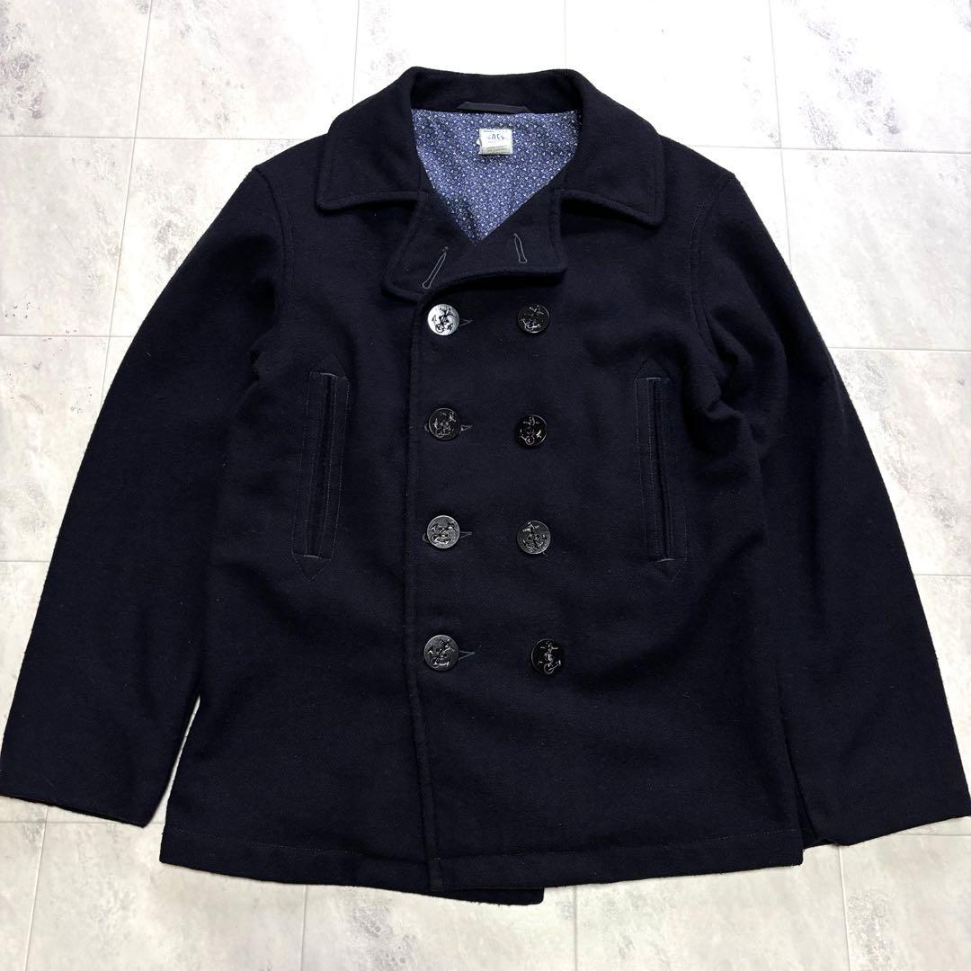 【USA製】ポストオーバーオールズ ウールピーコート 10ボタン M ネイビー