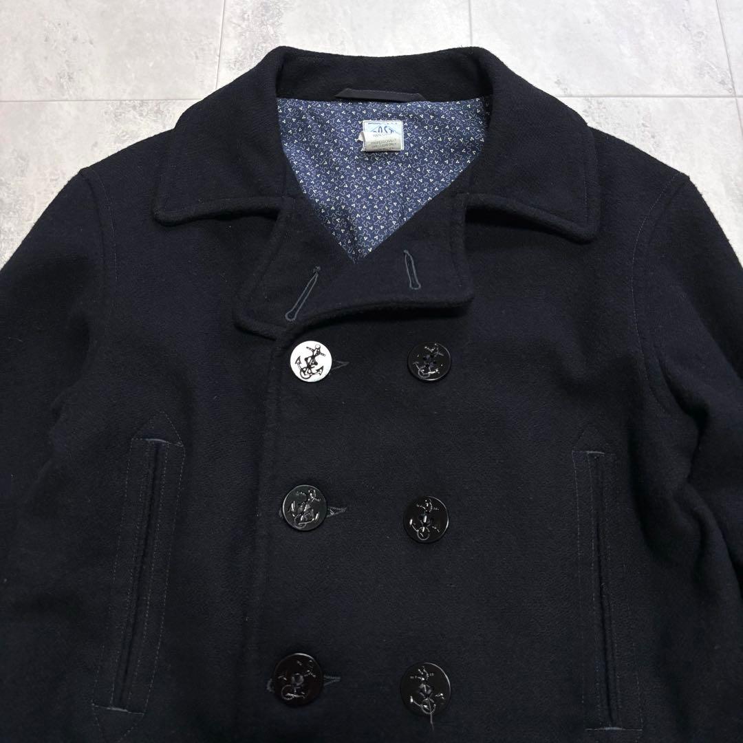 【USA製】ポストオーバーオールズ ウールピーコート 10ボタン M ネイビー