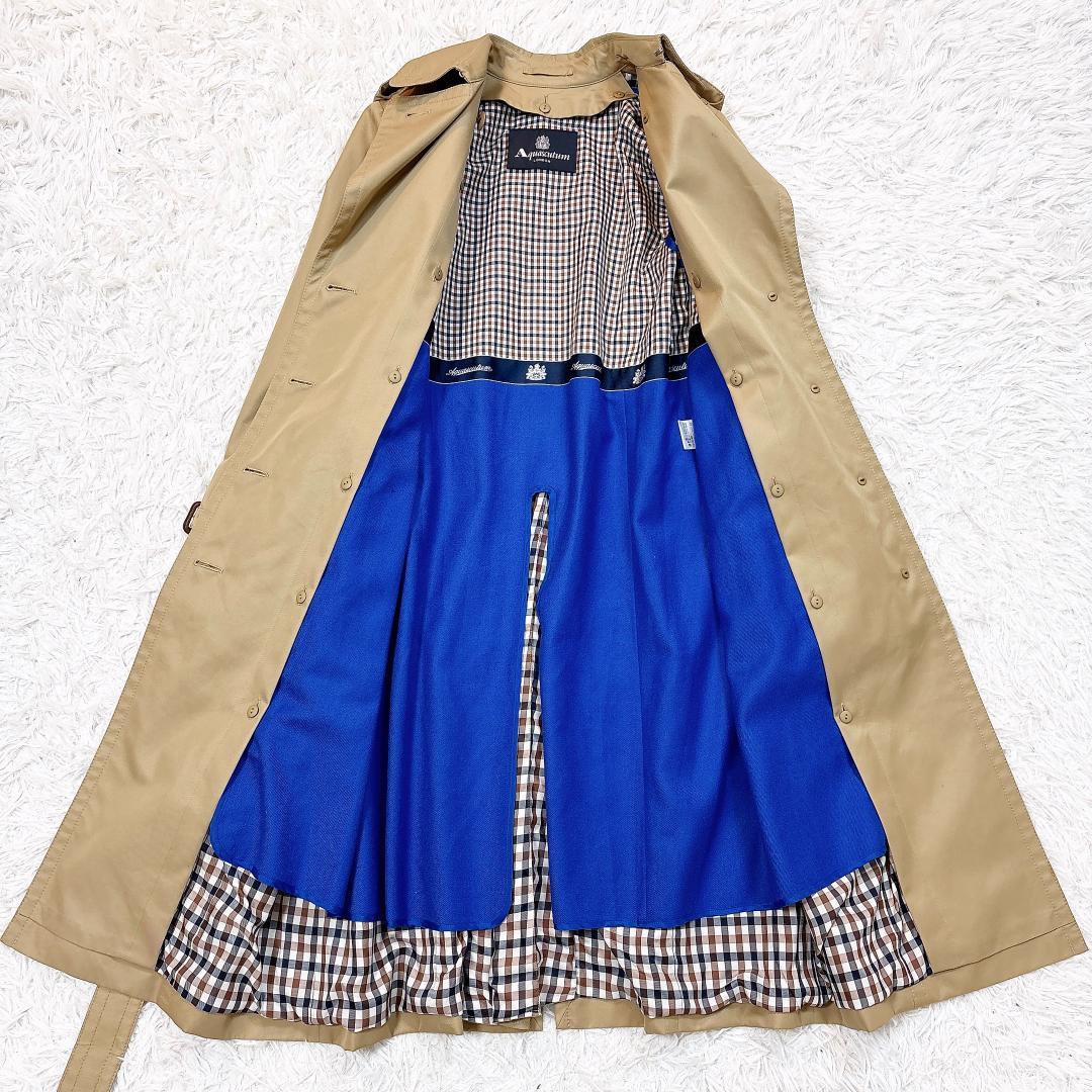 レアモデル希少サイズ10【極美品】アクアスキュータム トレンチコート 青ライナー