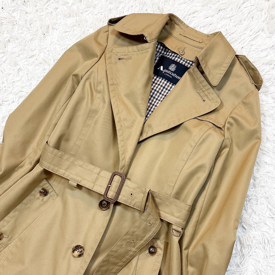 レアモデル希少サイズ10【極美品】アクアスキュータム トレンチコート 青ライナー