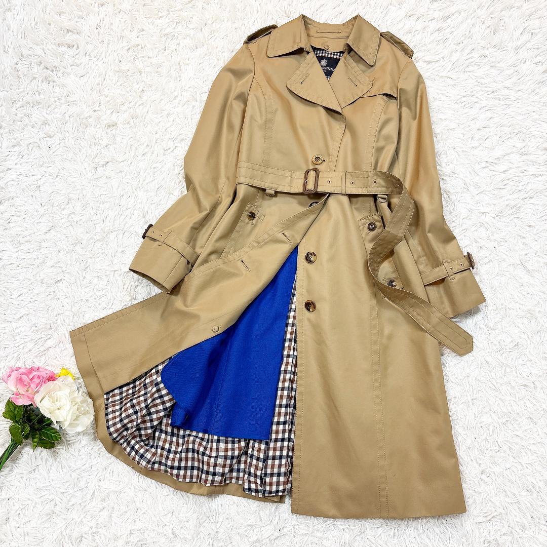 レアモデル希少サイズ10【極美品】アクアスキュータム トレンチコート 青ライナー