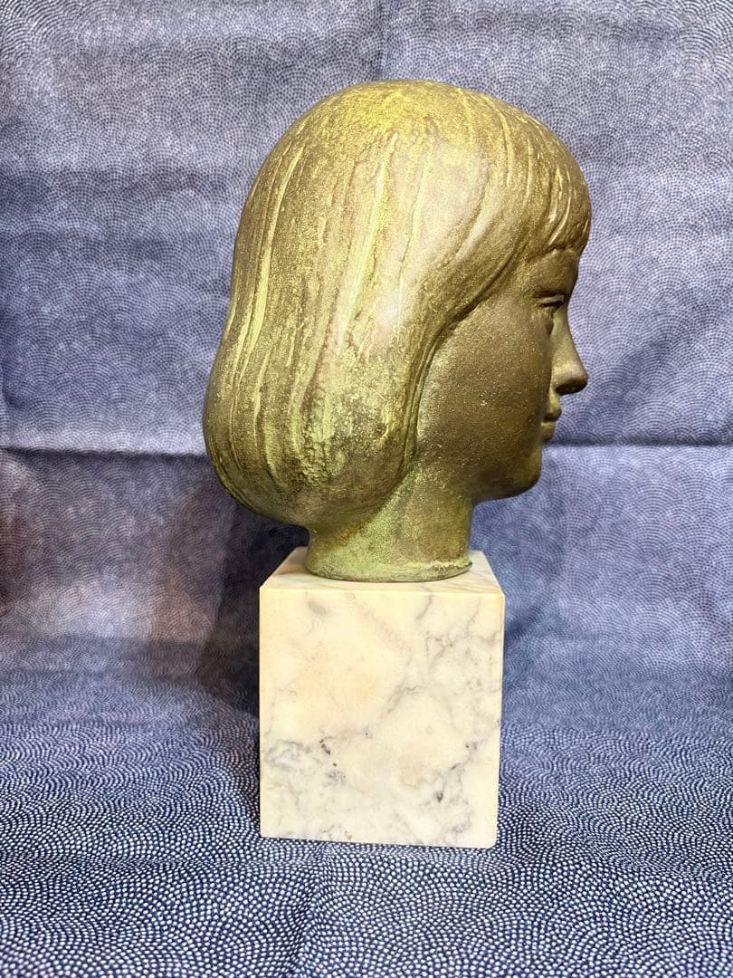 ⭐︎青⭐︎彫刻家 船越保武 少女 頭像　Y.FUNAKOSHI ブロンズ像
