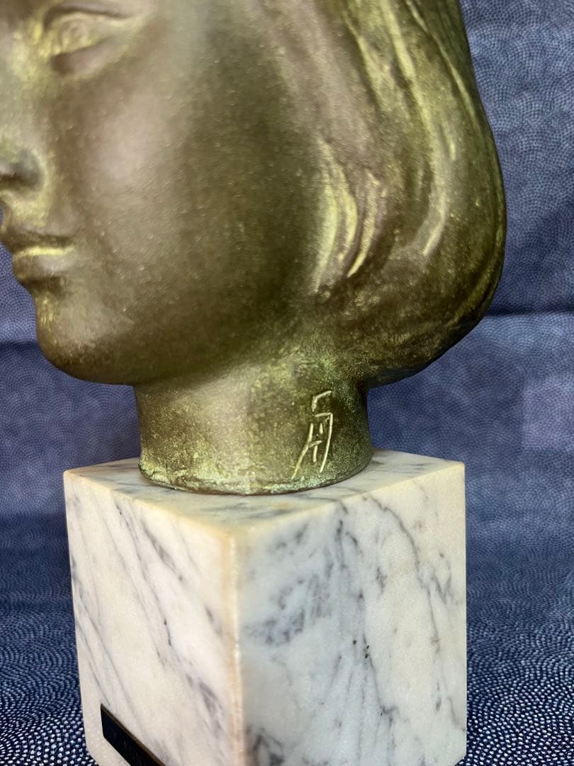 ⭐︎青⭐︎彫刻家 船越保武 少女 頭像　Y.FUNAKOSHI ブロンズ像