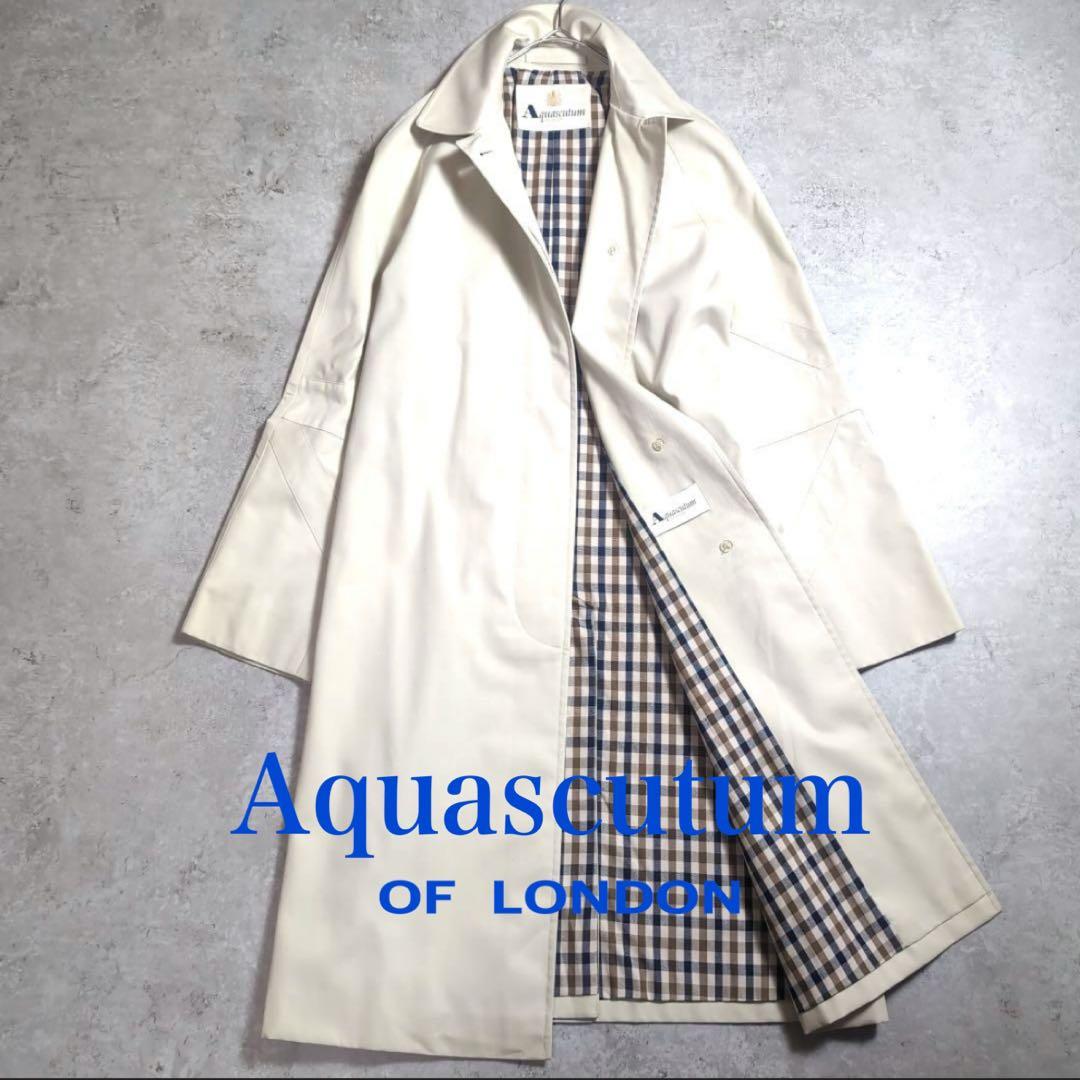 【希少】アクアスキュータム 袖ユニオンジャック ステンカラーコート 裏地チェック