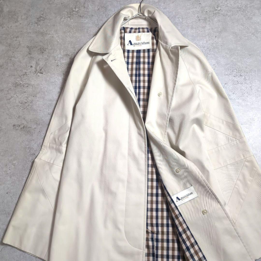 【希少】アクアスキュータム 袖ユニオンジャック ステンカラーコート 裏地チェック