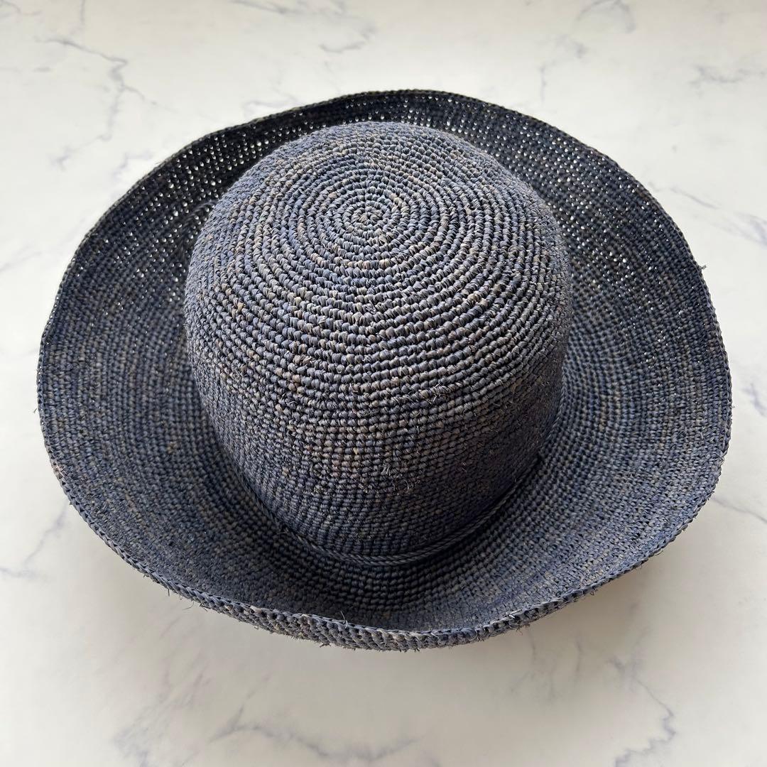 希少カラー ヘレンカミンスキー 麦わら帽子 ラフィア ブルー