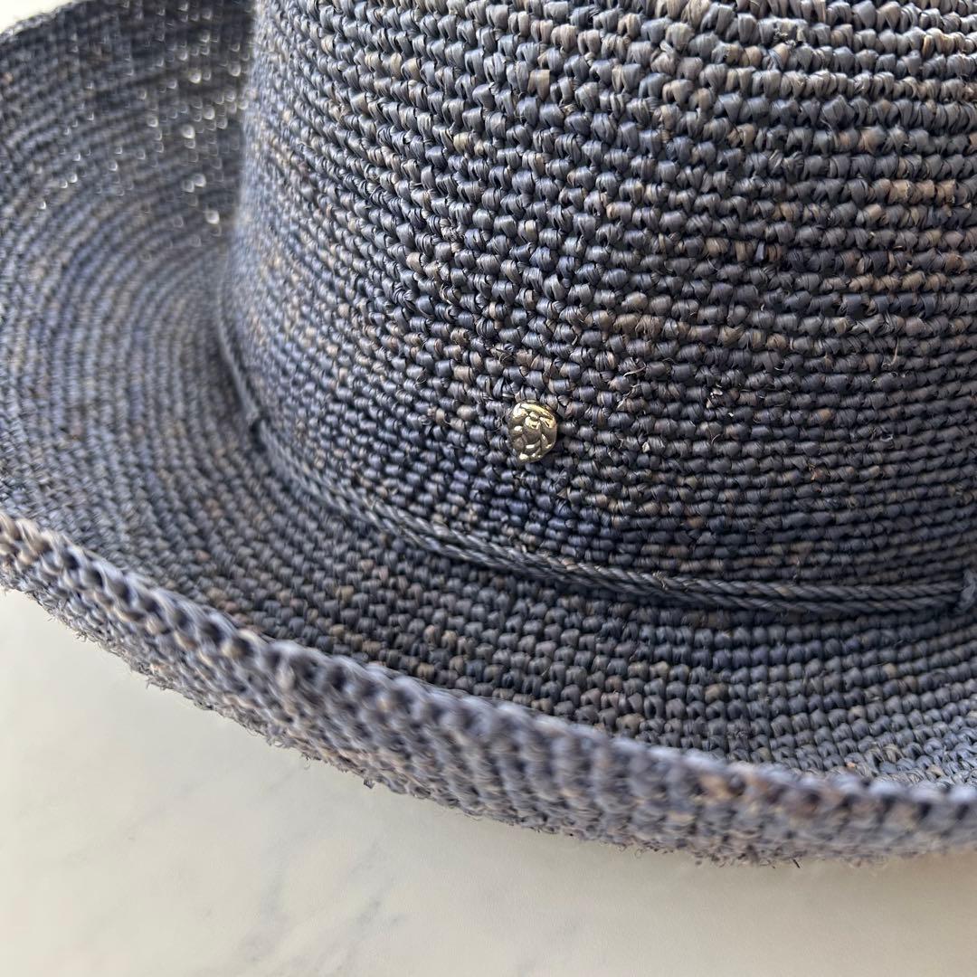希少カラー ヘレンカミンスキー 麦わら帽子 ラフィア ブルー
