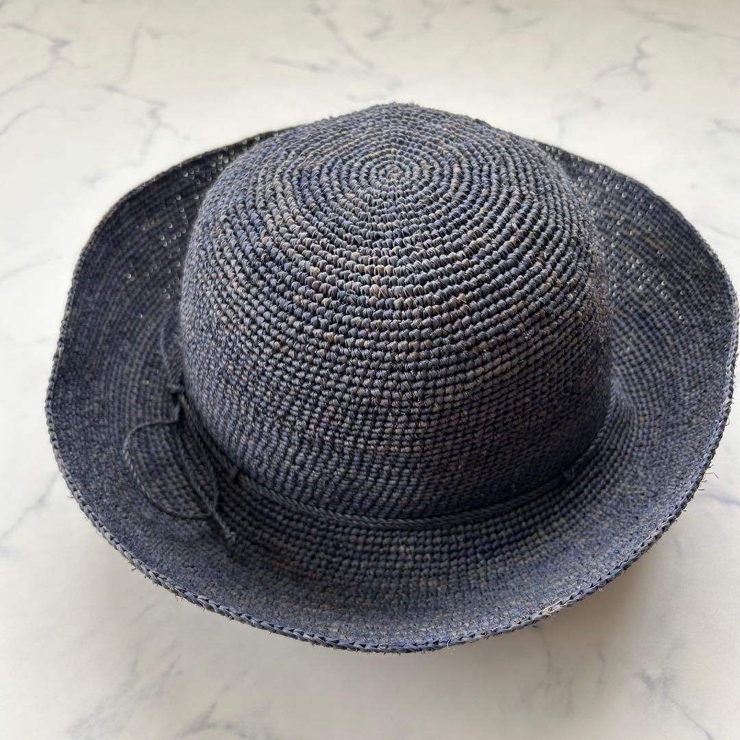 希少カラー ヘレンカミンスキー 麦わら帽子 ラフィア ブルー