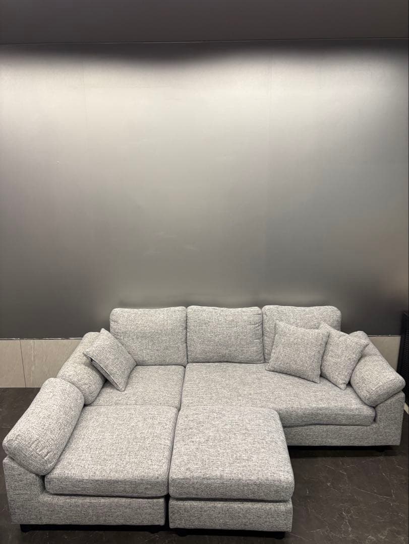 洗えるソファー カバー付きカウチソファ L字 布地 クッション付き