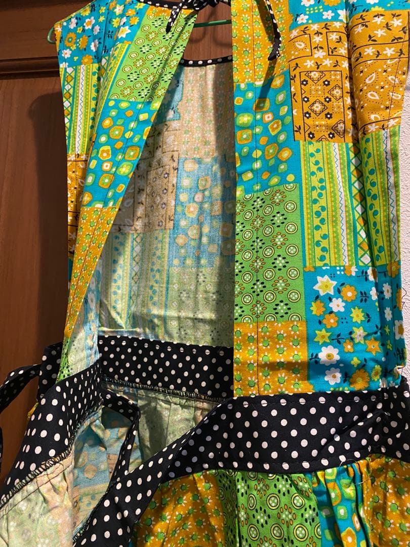 70's vintageパッチワーク柄エプロンドレス　新品未使用