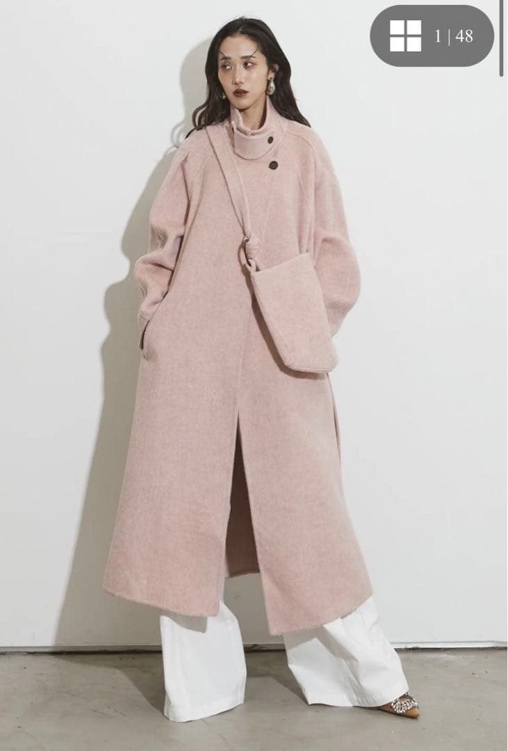 〈もりぴ〉【新品未使用】￼Andrea&co ペールウールコート　ピンク