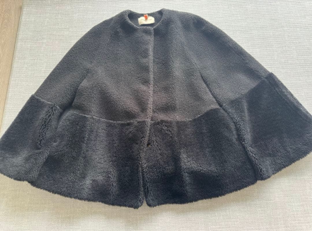 UNITED ARROWS ボアマントコート ブラック 38 クリーニング済み