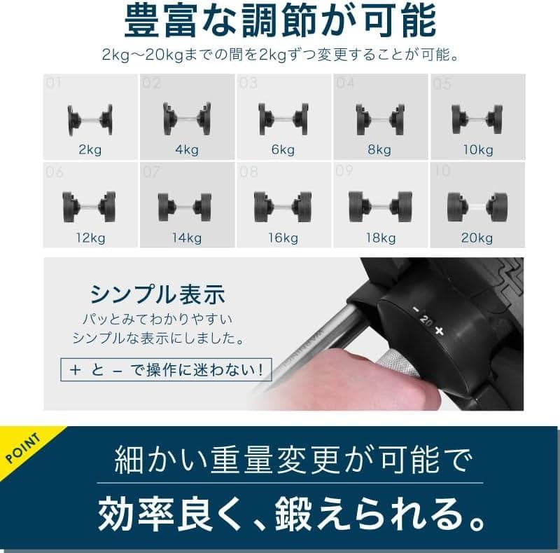 ①フレックスベル 20kg ダンベル