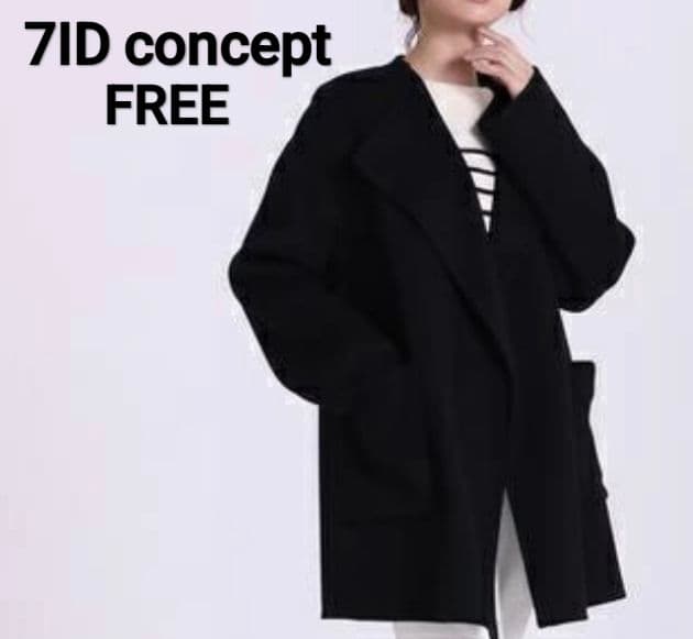 【未使用】7-IDconcept メリノウール リバーコート ブラック