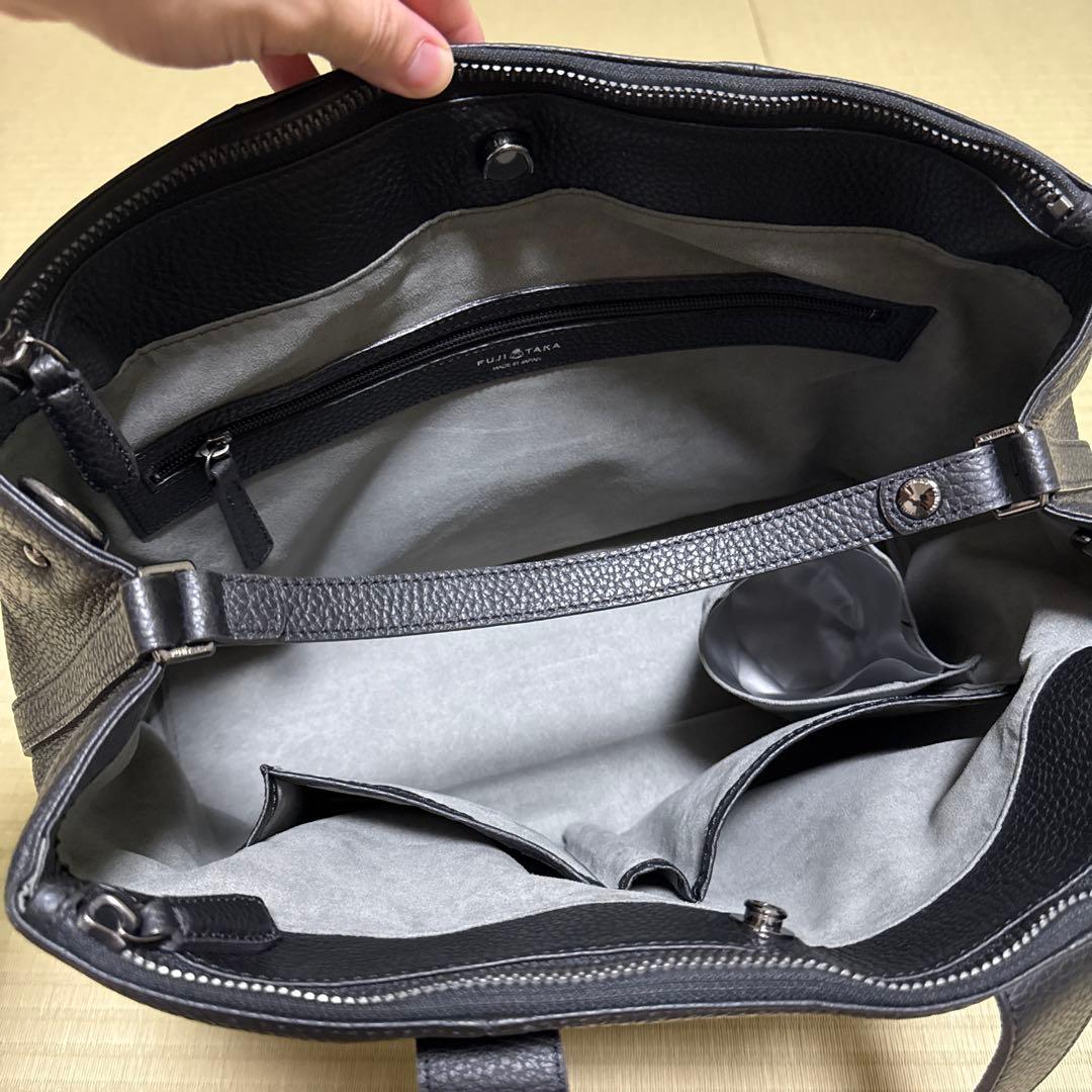 黒 レザー　トートバッグ2WAY FUJITAKA