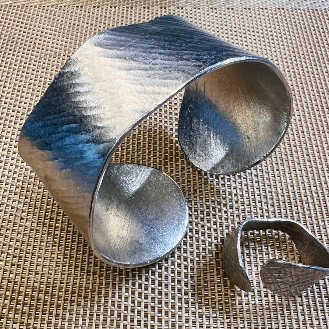 玉*菊様 即購入歓迎　元ミキモト錫作家　バングル　リングセット
