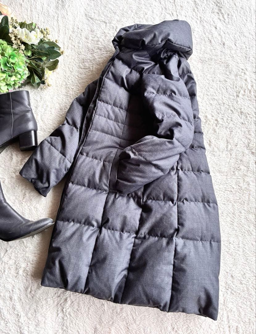 ✨23区✨ロングダウンコートサイズ40 ダウンフード付きチャコールグレー 通勤✨