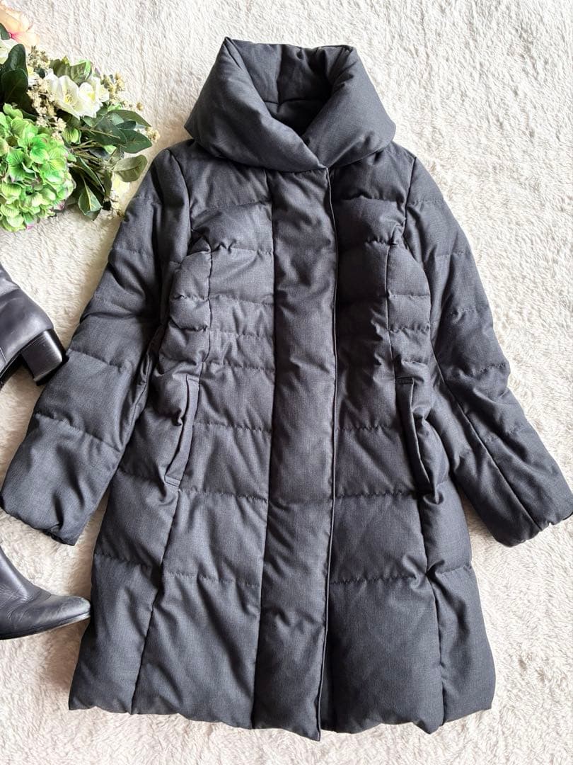 ✨23区✨ロングダウンコートサイズ40 ダウンフード付きチャコールグレー 通勤✨