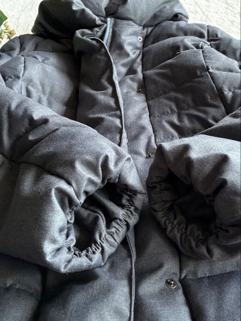 ✨23区✨ロングダウンコートサイズ40 ダウンフード付きチャコールグレー 通勤✨