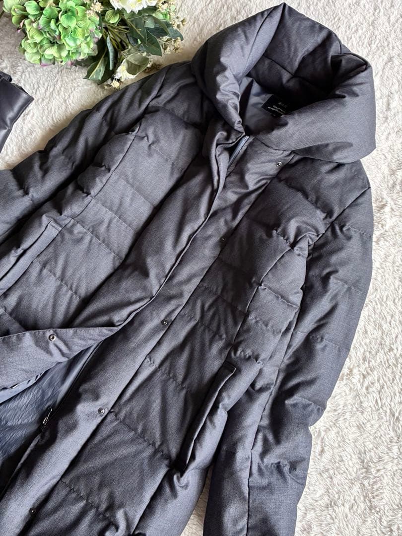 ✨23区✨ロングダウンコートサイズ40 ダウンフード付きチャコールグレー 通勤✨