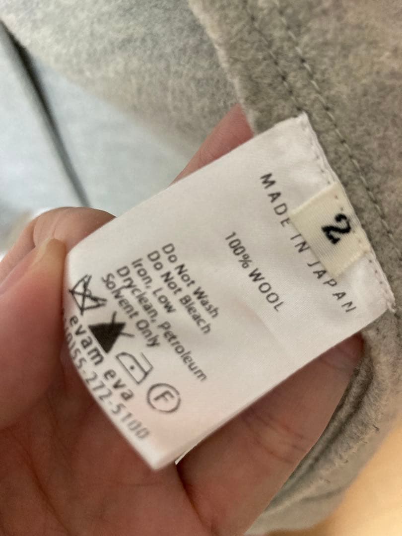 evam evaグレー ウール100% ロングコート サイズ2