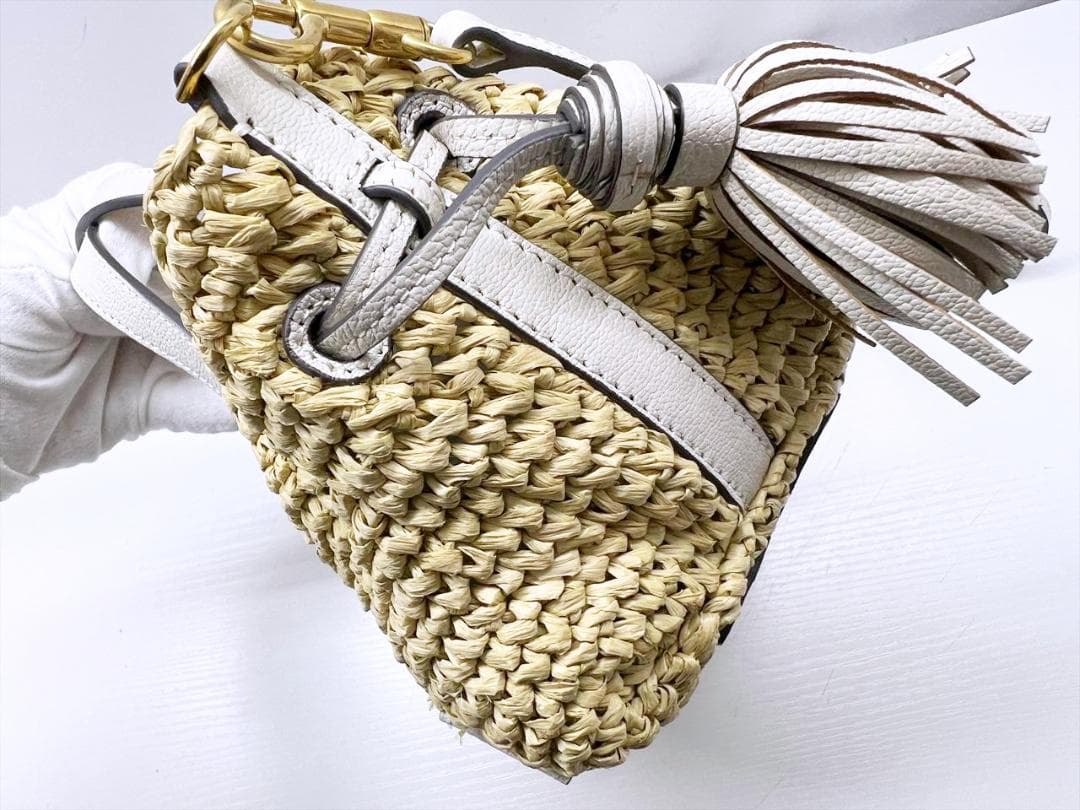 美品　アニヤハインドマーチ　ラフィア　ドローストリング　トート　ショルダーバッグ