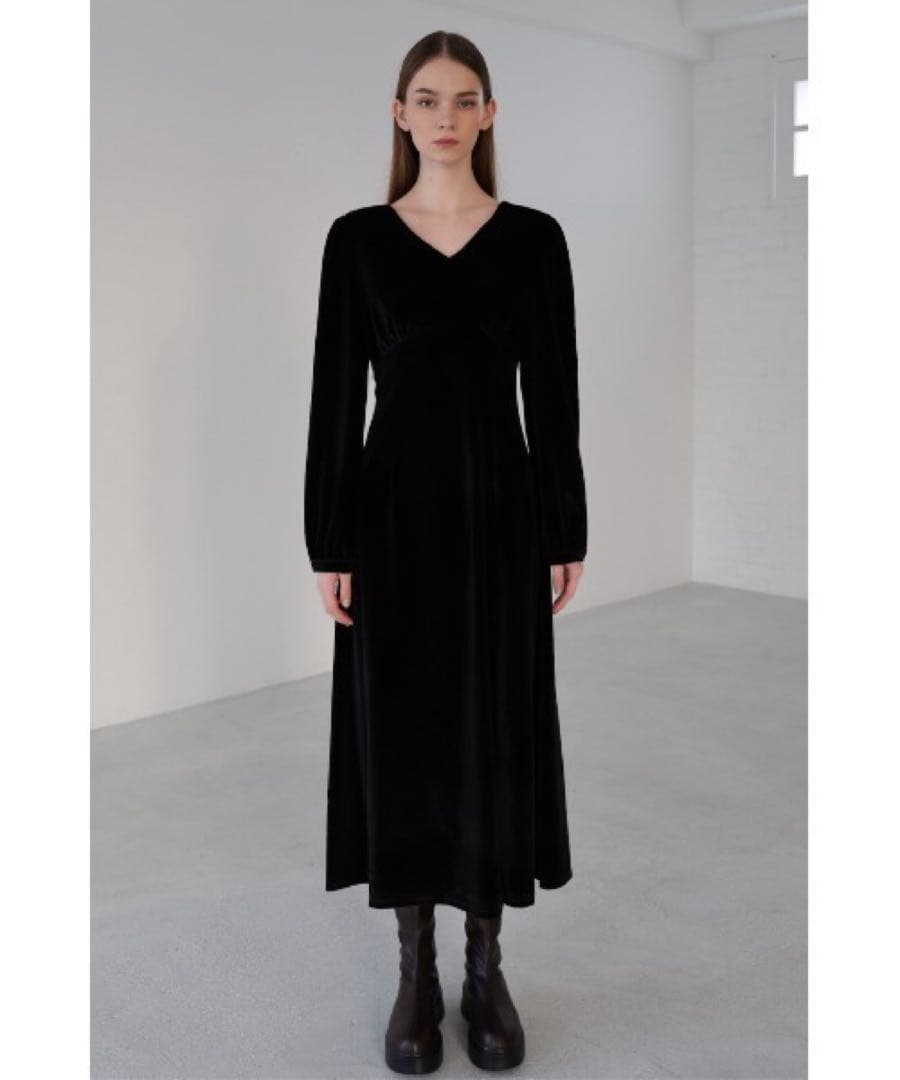 ワンピース Celon velour tie flare dress