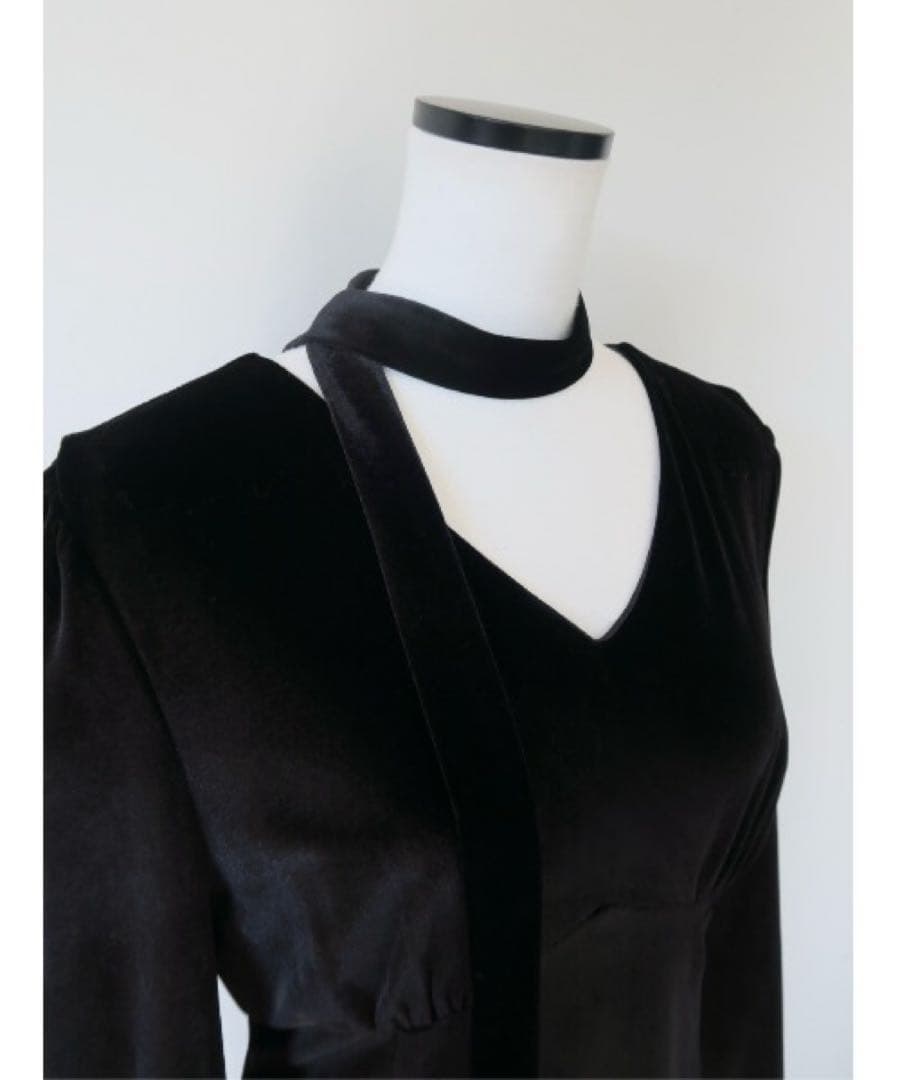 ワンピース Celon velour tie flare dress