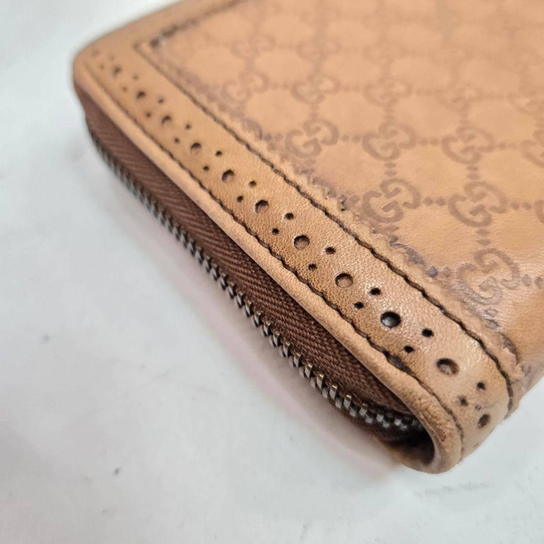 美品 GUCCI ラウンドファスナー マイクロシマレザー ホースビット