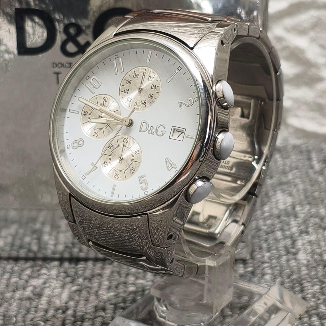 ♥️ 動作品 D&G クロノグラフ 時計 シルバー SANDPIPER ホワイト