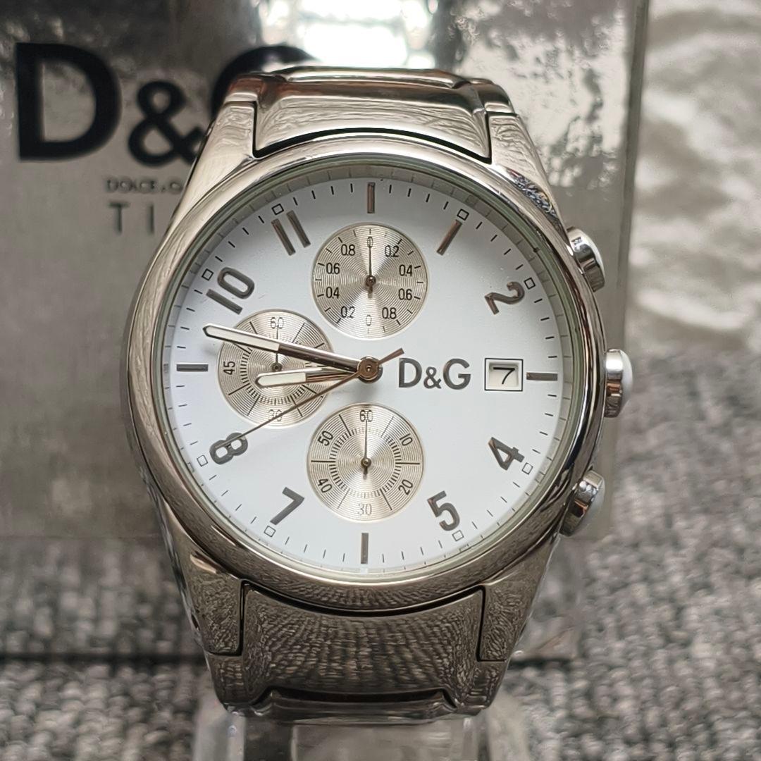 ♥️ 動作品 D&G クロノグラフ 時計 シルバー SANDPIPER ホワイト