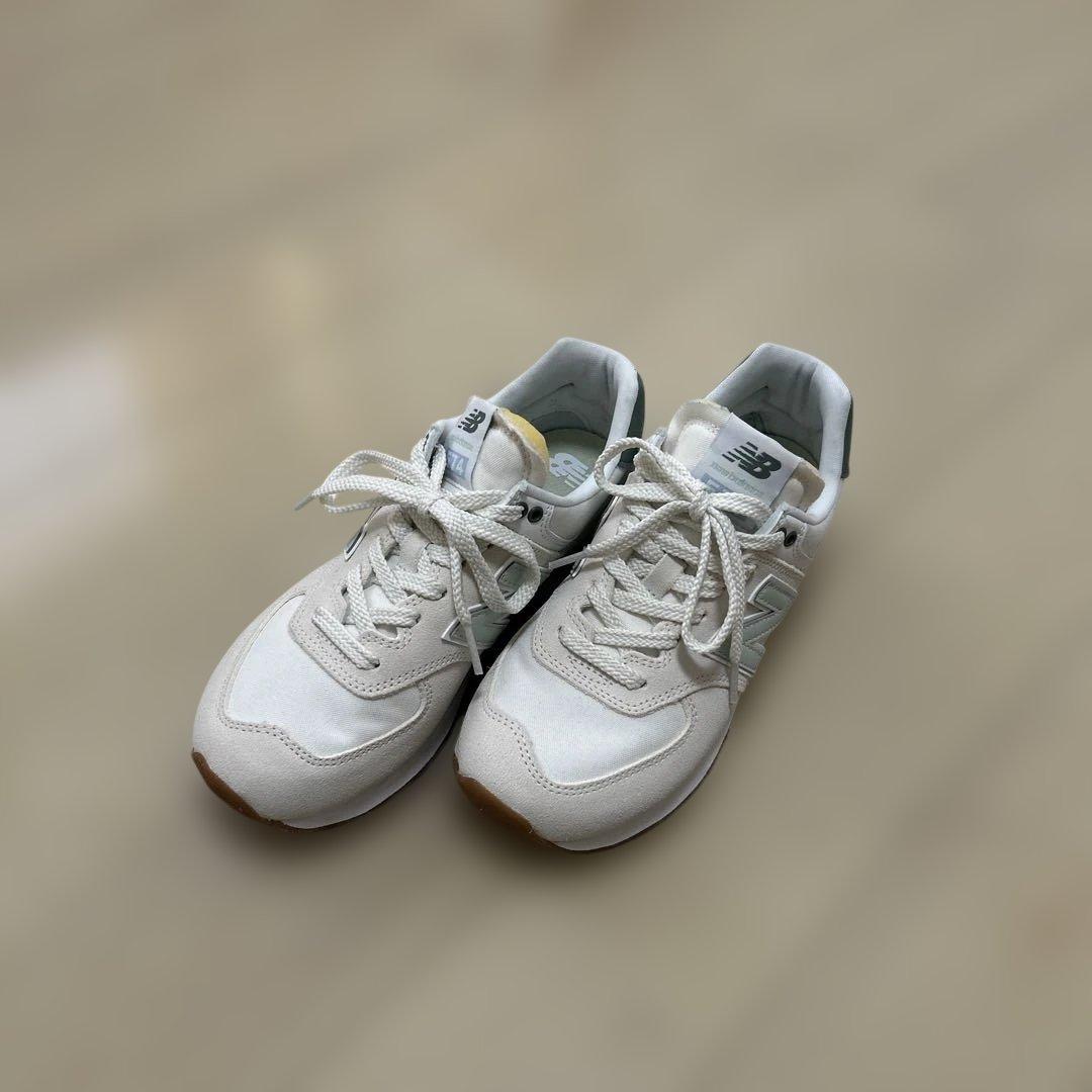 New Balance ホワイト/グリーン スニーカー