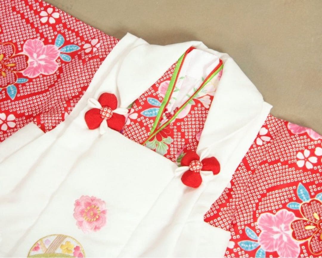 七五三 着物セット 赤色 花柄