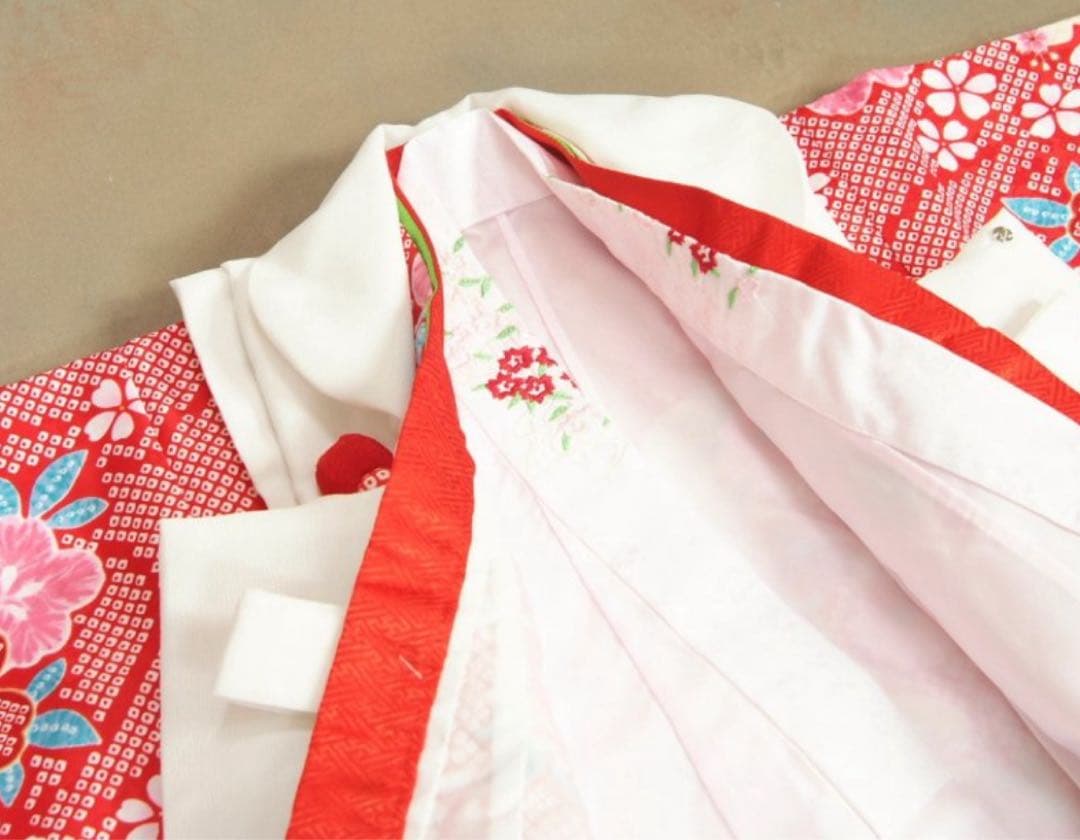 七五三 着物セット 赤色 花柄