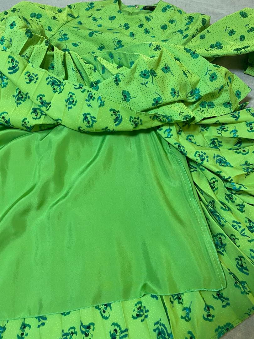 Drawer花柄プリント長袖ロングワンピース