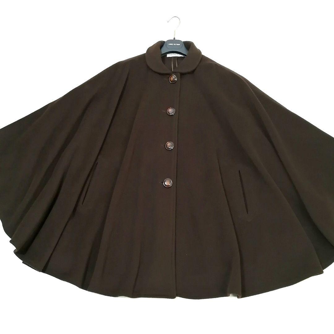 美品✨ ウール カシミヤ　ポンチョ　ケープコート　イタリヤ製　ゆったり　ブラウン