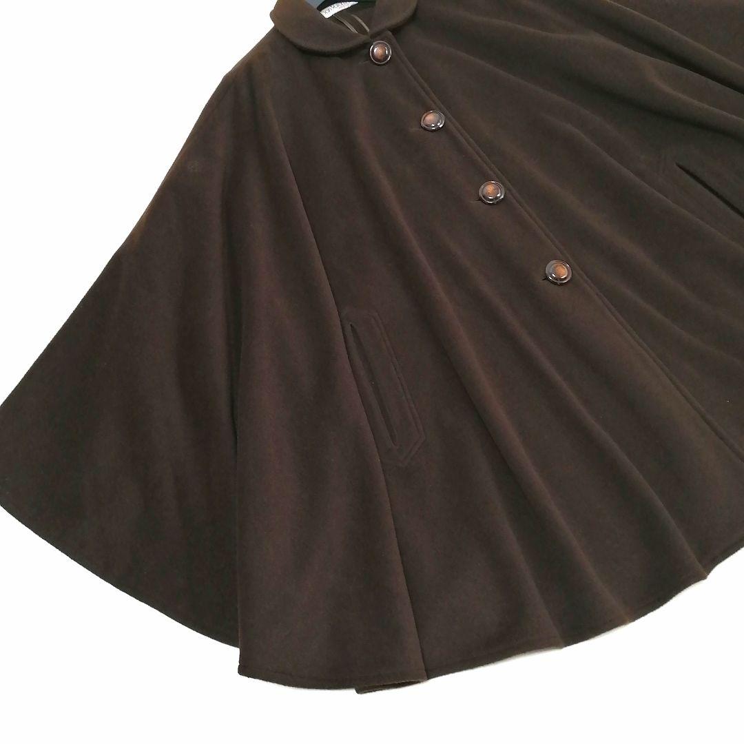 美品✨ ウール カシミヤ　ポンチョ　ケープコート　イタリヤ製　ゆったり　ブラウン