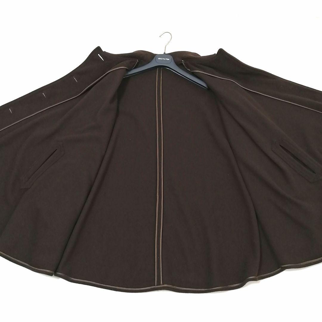 美品✨ ウール カシミヤ　ポンチョ　ケープコート　イタリヤ製　ゆったり　ブラウン