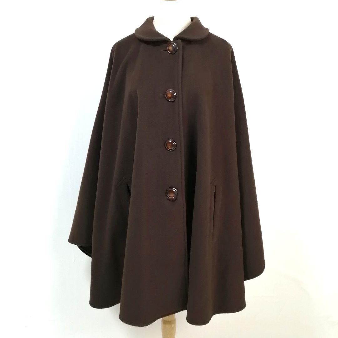 美品✨ ウール カシミヤ　ポンチョ　ケープコート　イタリヤ製　ゆったり　ブラウン