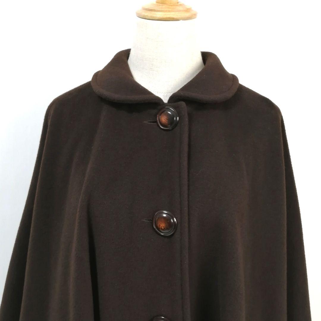 美品✨ ウール カシミヤ　ポンチョ　ケープコート　イタリヤ製　ゆったり　ブラウン