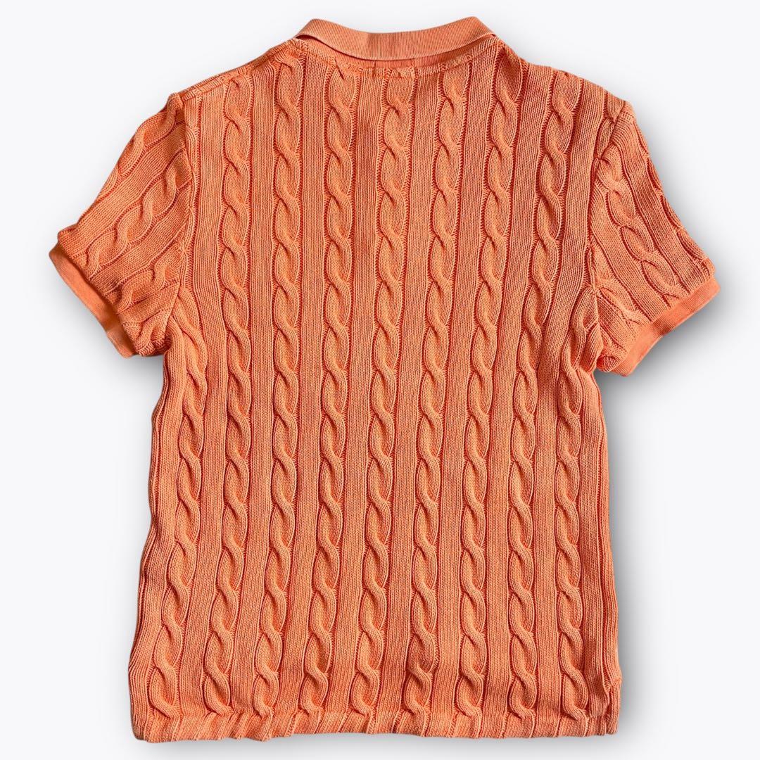 【美品】POLO RALPH LAUREN ケーブルニット ポロシャツ オレンジ