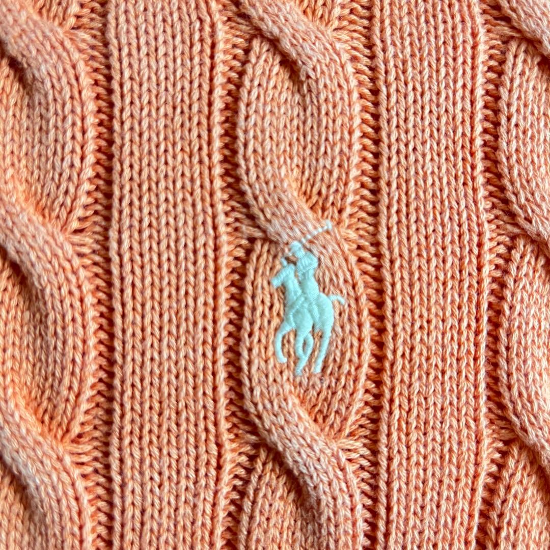 【美品】POLO RALPH LAUREN ケーブルニット ポロシャツ オレンジ