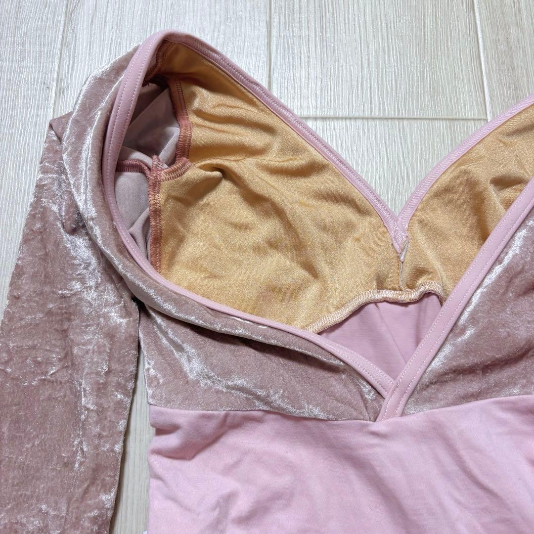 新品　yumiko ユミコ　レオタード バレエ　ベロアベルベット 　ピンク　S