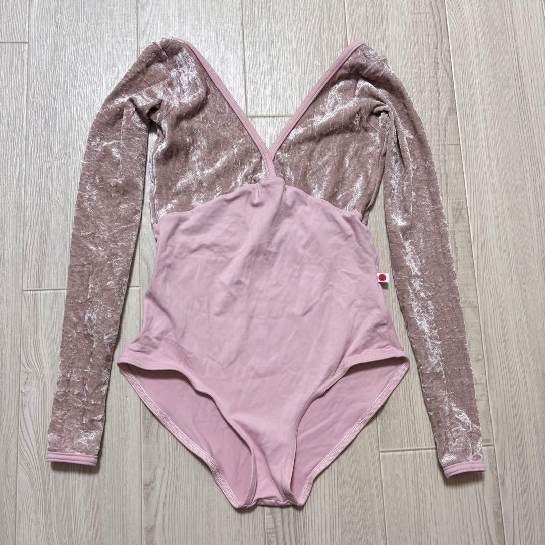 新品　yumiko ユミコ　レオタード バレエ　ベロアベルベット 　ピンク　S